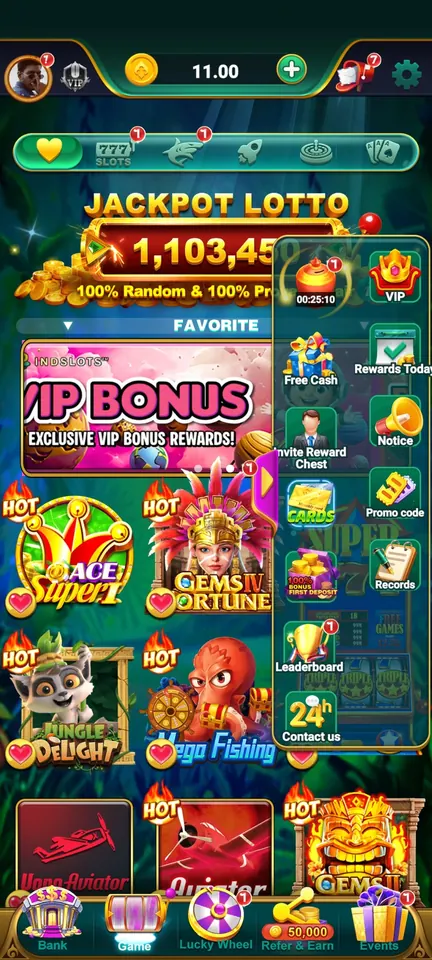 Yono Arcade Home Screen